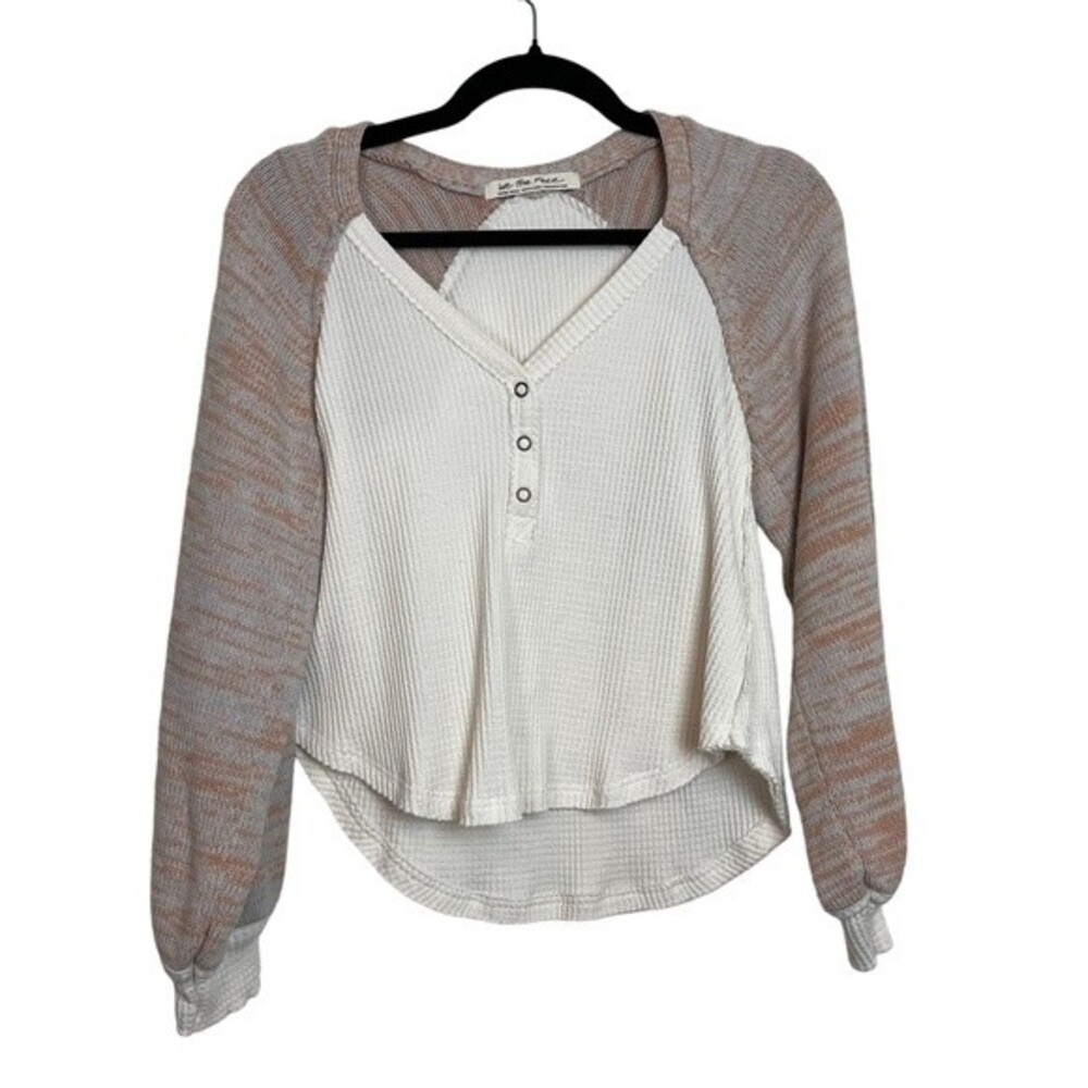 Free People We The Free Cream Multi Color Thermal Long Sleeve Size XS Women